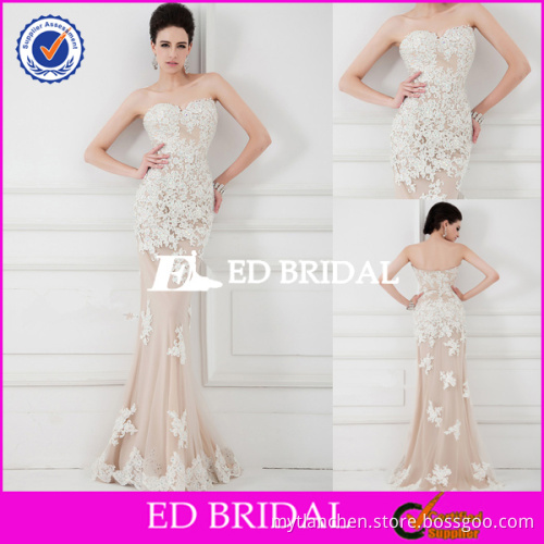 XL519 strapless girls party champagne beaded lace applique women maxi evening dress